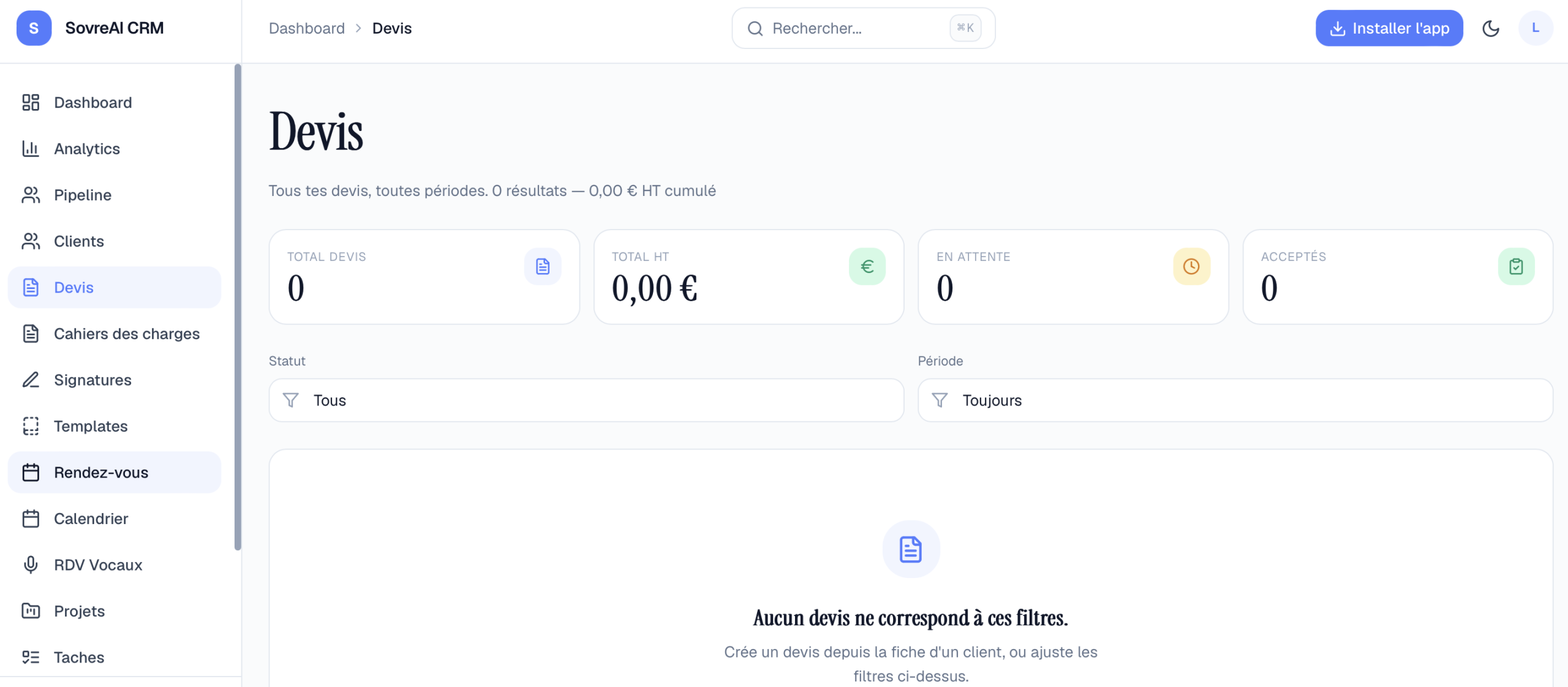 Gestion des devis
