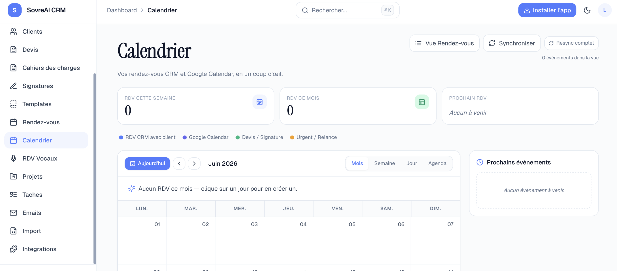 Calendrier et rendez-vous